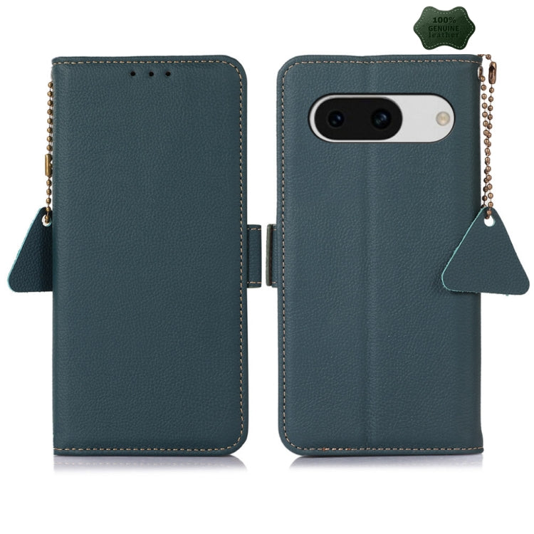 For Google Pixel 8A Side-Magnetic TJ Genuine Leather RFID Phone Case(Green) - Google Cases by PMC TechLife | Online Shopping South Africa | PMC TechLife | Buy Now Pay Later Mobicred