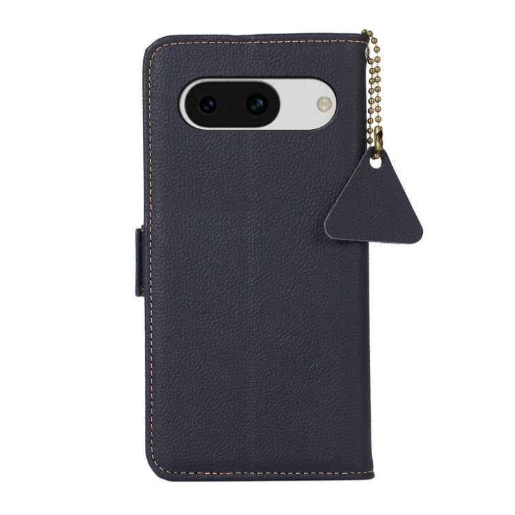 For Google Pixel 8A Side-Magnetic TJ Genuine Leather RFID Phone Case(Blue) - Google Cases by PMC TechLife | Online Shopping South Africa | PMC TechLife | Buy Now Pay Later Mobicred