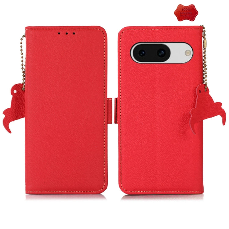 For Google Pixel 8A Side-Magnetic TJ Genuine Leather RFID Phone Case(Red) - Google Cases by PMC TechLife | Online Shopping South Africa | PMC TechLife | Buy Now Pay Later Mobicred