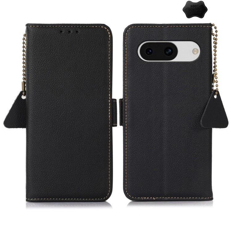 For Google Pixel 8A Side-Magnetic TJ Genuine Leather RFID Phone Case(Black) - Google Cases by PMC TechLife | Online Shopping South Africa | PMC TechLife | Buy Now Pay Later Mobicred
