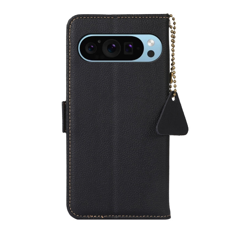 For Google Pixel 9 Side-Magnetic TJ Genuine Leather RFID Phone Case(Black) - Google Cases by PMC TechLife | Online Shopping South Africa | PMC TechLife | Buy Now Pay Later Mobicred