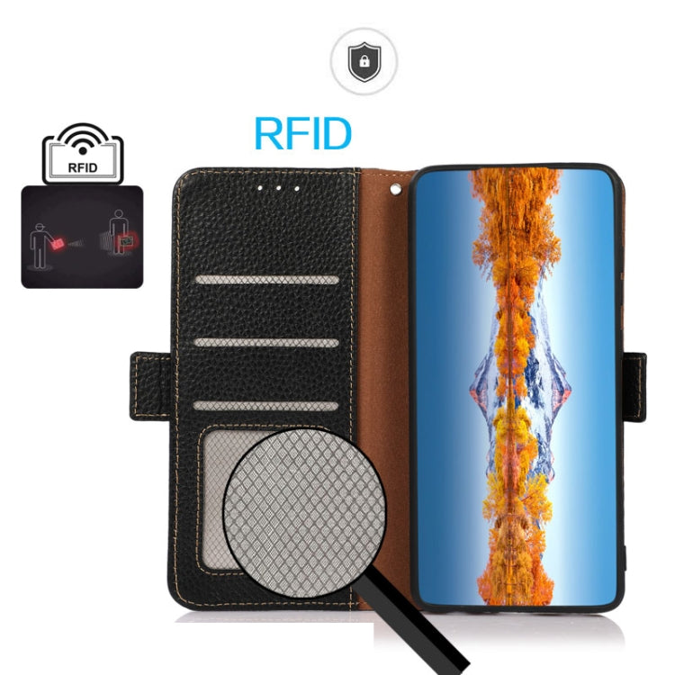 For Google Pixel 9 KHAZNEH Side-Magnetic Litchi Genuine Leather RFID Phone Case(Black) - free shipping - PMC TechLife - Order now!
