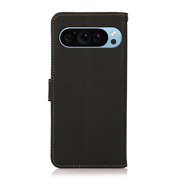 For Google Pixel 9 KHAZNEH Custer Genuine Leather RFID Phone Case(Black) - Google Cases by PMC TechLife | Online Shopping South Africa | PMC TechLife | Buy Now Pay Later Mobicred