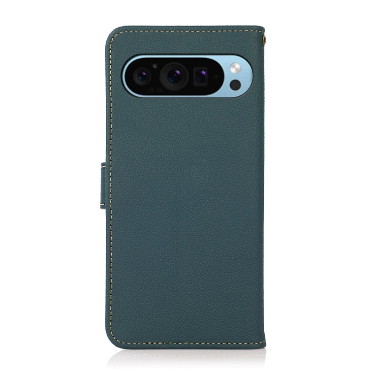 For Google Pixel 9 KHAZNEH Custer Genuine Leather RFID Phone Case(Green) - Google Cases by PMC TechLife | Online Shopping South Africa | PMC TechLife | Buy Now Pay Later Mobicred