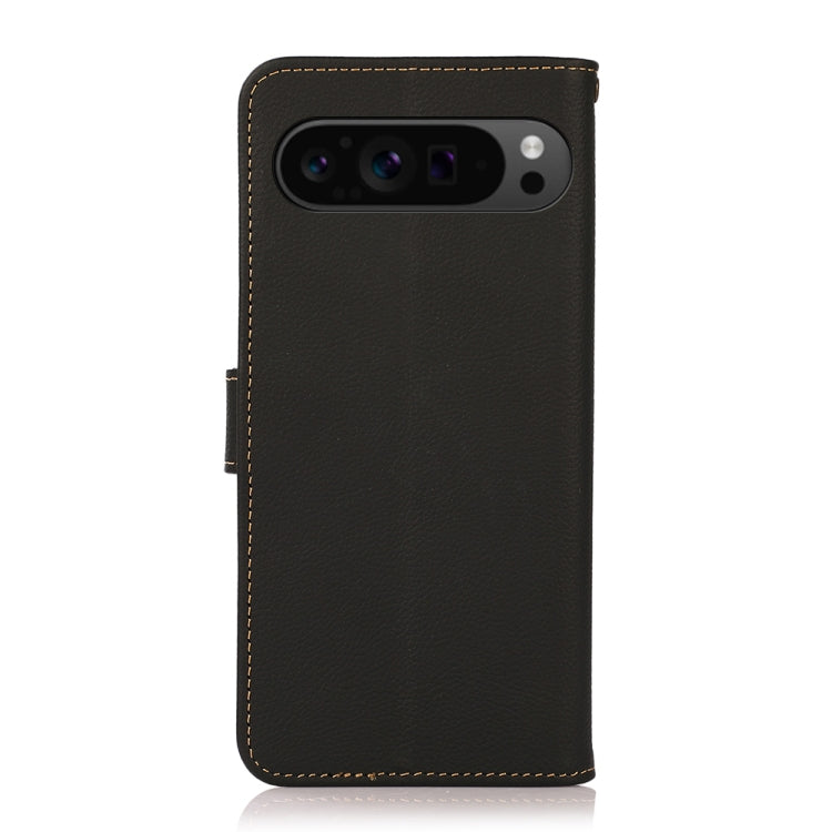 For Google Pixel 9 Pro KHAZNEH Custer Genuine Leather RFID Phone Case(Black) - Google Cases by PMC TechLife | Online Shopping South Africa | PMC TechLife | Buy Now Pay Later Mobicred