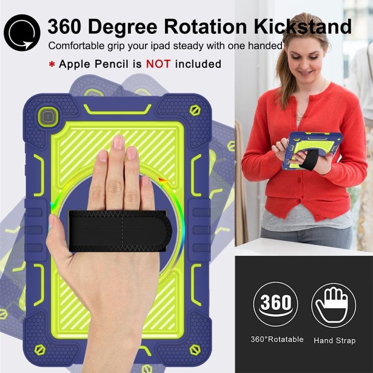 For Honor Pad X8 360 Degree Rotation PC Contrast Silicone Tablet Case(Navy Blue + Yellow Green) - Honor by PMC TechLife | Online Shopping South Africa | PMC TechLife | Buy Now Pay Later Mobicred