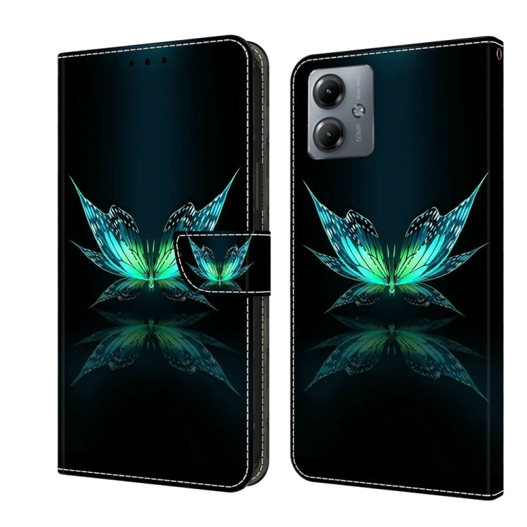 For Motorola Moto G14 Crystal 3D Shockproof Protective Leather Phone Case(Reflection Dutterfly) - Motorola Cases by PMC TechLife | Online Shopping South Africa | PMC TechLife | Buy Now Pay Later Mobicred