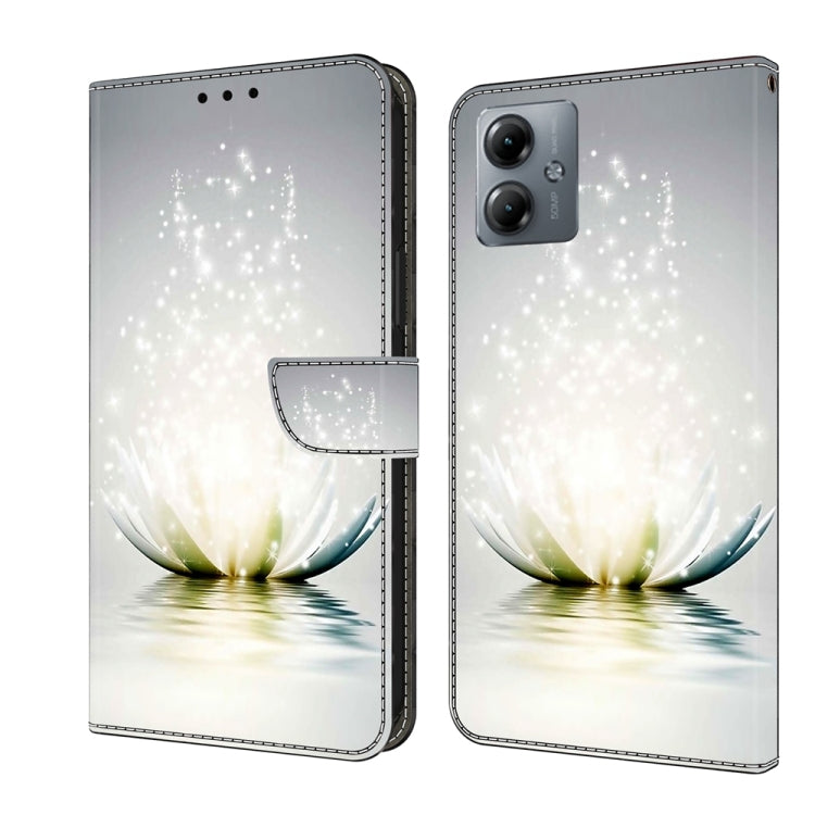 For Motorola Moto G14 Crystal 3D Shockproof Protective Leather Phone Case(Light Lotus) - Motorola Cases by PMC TechLife | Online Shopping South Africa | PMC TechLife | Buy Now Pay Later Mobicred