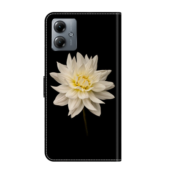 For Motorola Moto G14 Crystal 3D Shockproof Protective Leather Phone Case(White Flower) - Motorola Cases by PMC TechLife | Online Shopping South Africa | PMC TechLife | Buy Now Pay Later Mobicred