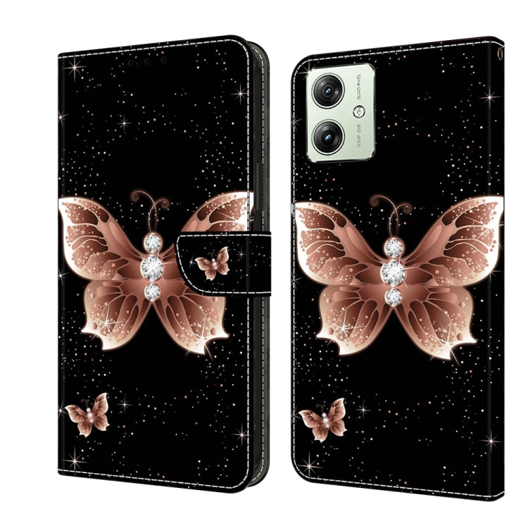 For Motorola Moto G54 Crystal 3D Shockproof Protective Leather Phone Case(Pink Diamond Butterfly) - Motorola Cases by PMC TechLife | Online Shopping South Africa | PMC TechLife | Buy Now Pay Later Mobicred