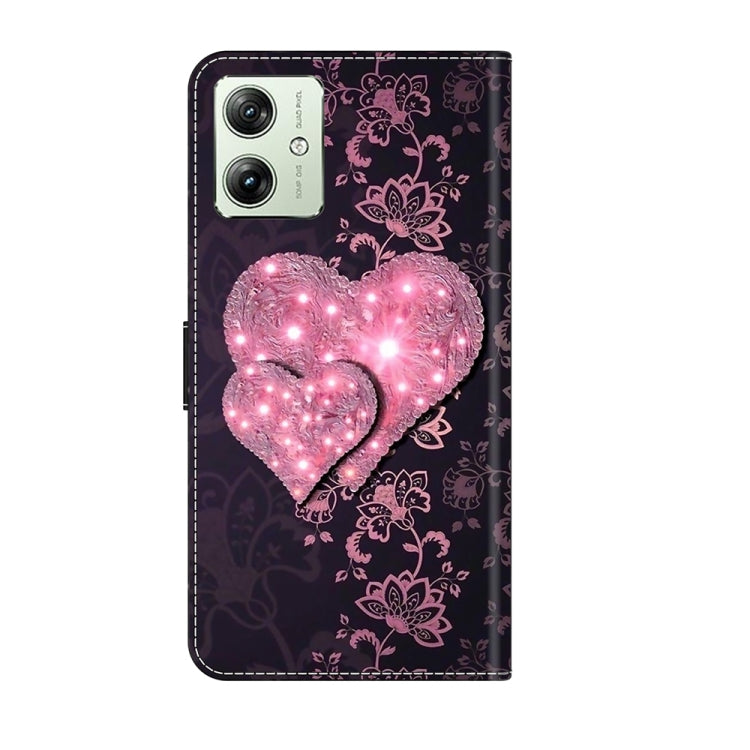 For Motorola Moto G54 Crystal 3D Shockproof Protective Leather Phone Case(Lace Love) - Motorola Cases by PMC TechLife | Online Shopping South Africa | PMC TechLife | Buy Now Pay Later Mobicred