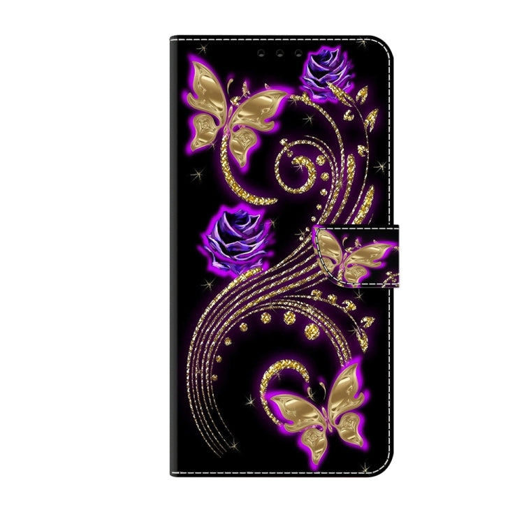 For Motorola Moto G54 Crystal 3D Shockproof Protective Leather Phone Case(Purple Flower Butterfly) - Motorola Cases by PMC TechLife | Online Shopping South Africa | PMC TechLife | Buy Now Pay Later Mobicred