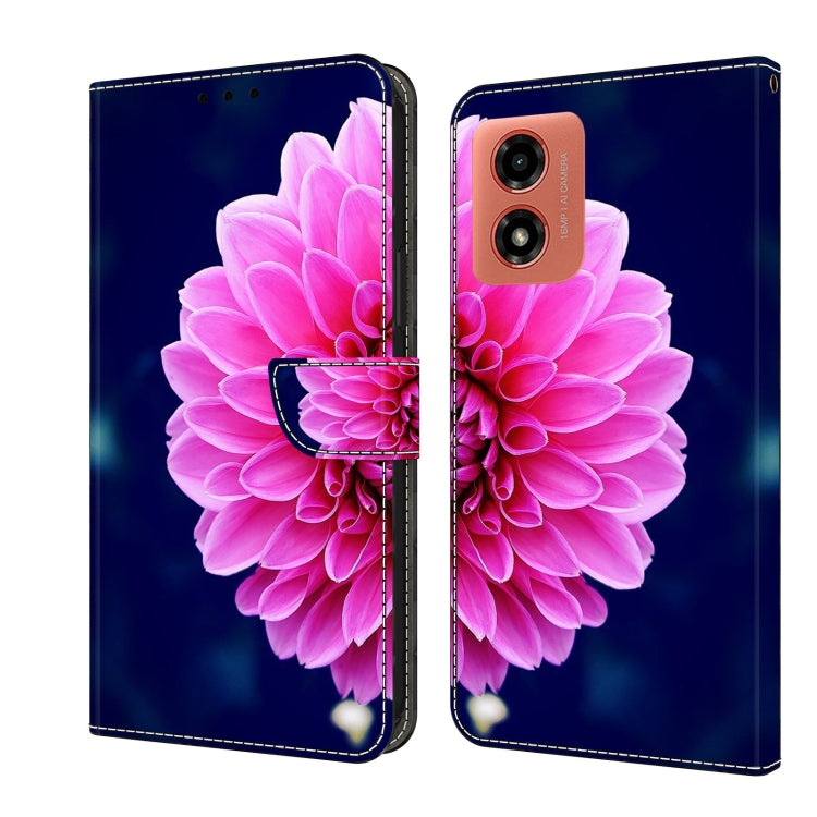 For Motorola Moto G Play 2024 Crystal 3D Shockproof Protective Leather Phone Case(Pink Petals) - Motorola Cases by PMC TechLife | Online Shopping South Africa | PMC TechLife | Buy Now Pay Later Mobicred