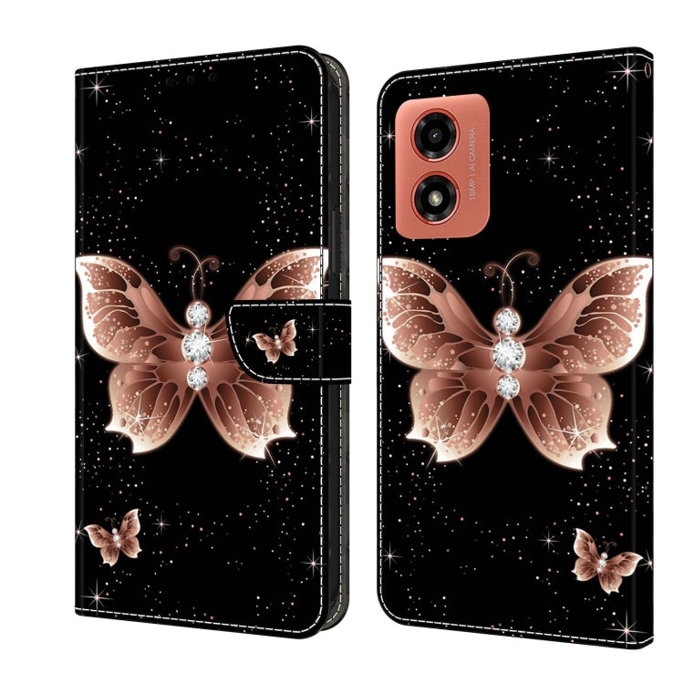 For Motorola Moto G Play 2024 Crystal 3D Shockproof Protective Leather Phone Case(Pink Diamond Butterfly) - Motorola Cases by PMC TechLife | Online Shopping South Africa | PMC TechLife | Buy Now Pay Later Mobicred