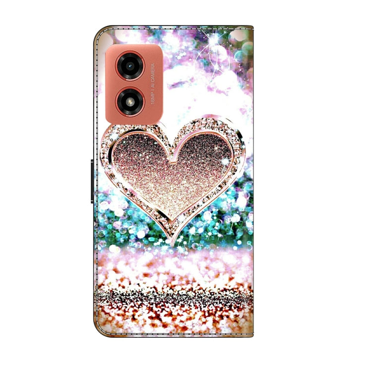 For Motorola Moto G Play 2024 Crystal 3D Shockproof Protective Leather Phone Case(Pink Diamond Heart) - Motorola Cases by PMC TechLife | Online Shopping South Africa | PMC TechLife | Buy Now Pay Later Mobicred