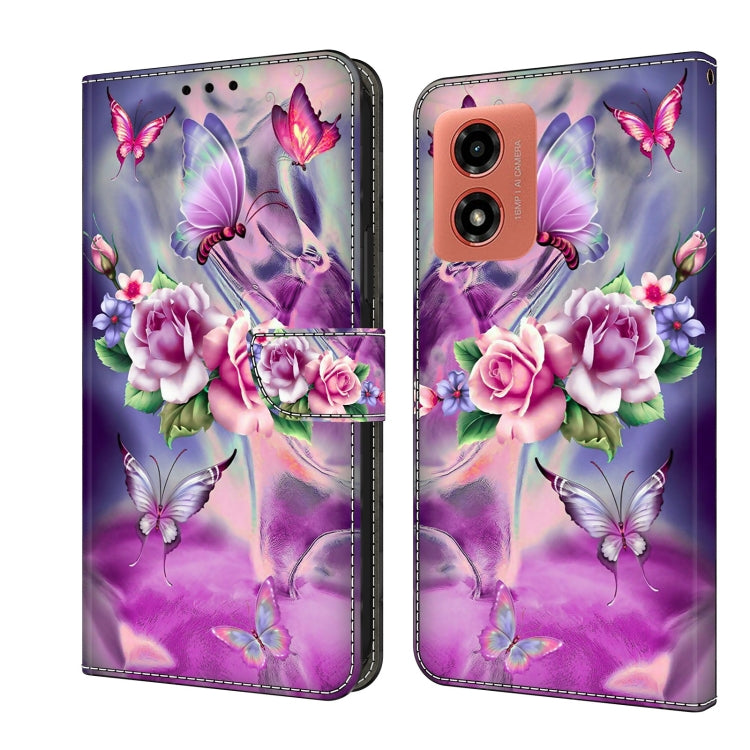 For Motorola Moto G Play 2024 Crystal 3D Shockproof Protective Leather Phone Case(Butterfly) - Motorola Cases by PMC TechLife | Online Shopping South Africa | PMC TechLife | Buy Now Pay Later Mobicred