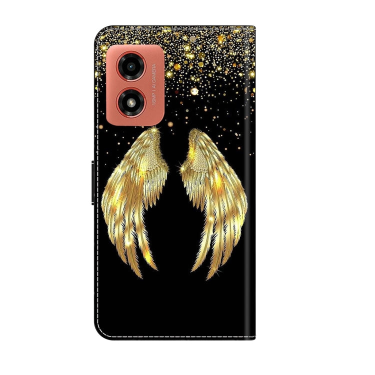For Motorola Moto G Play 2024 Crystal 3D Shockproof Protective Leather Phone Case(Golden Wings) - Motorola Cases by PMC TechLife | Online Shopping South Africa | PMC TechLife | Buy Now Pay Later Mobicred