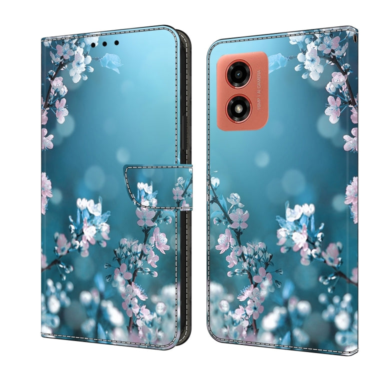 For Motorola Moto G Play 2024 Crystal 3D Shockproof Protective Leather Phone Case(Plum Flower) - Motorola Cases by PMC TechLife | Online Shopping South Africa | PMC TechLife | Buy Now Pay Later Mobicred