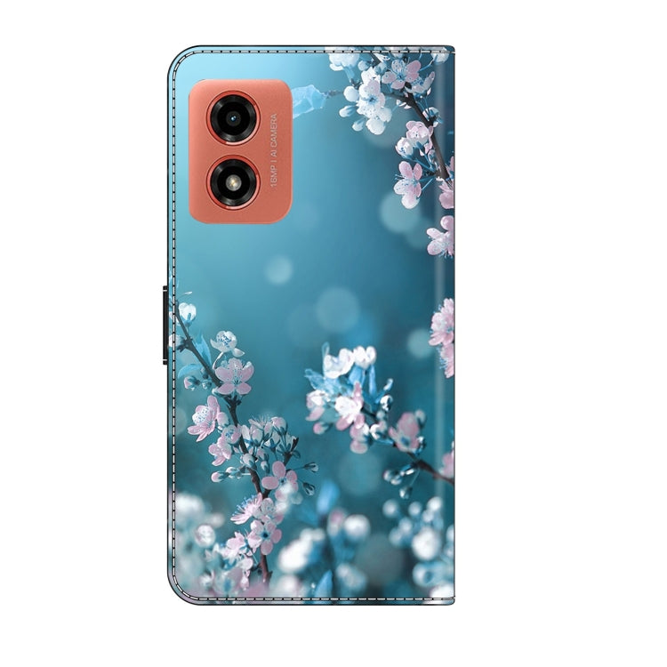 For Motorola Moto G Play 2024 Crystal 3D Shockproof Protective Leather Phone Case(Plum Flower) - Motorola Cases by PMC TechLife | Online Shopping South Africa | PMC TechLife | Buy Now Pay Later Mobicred