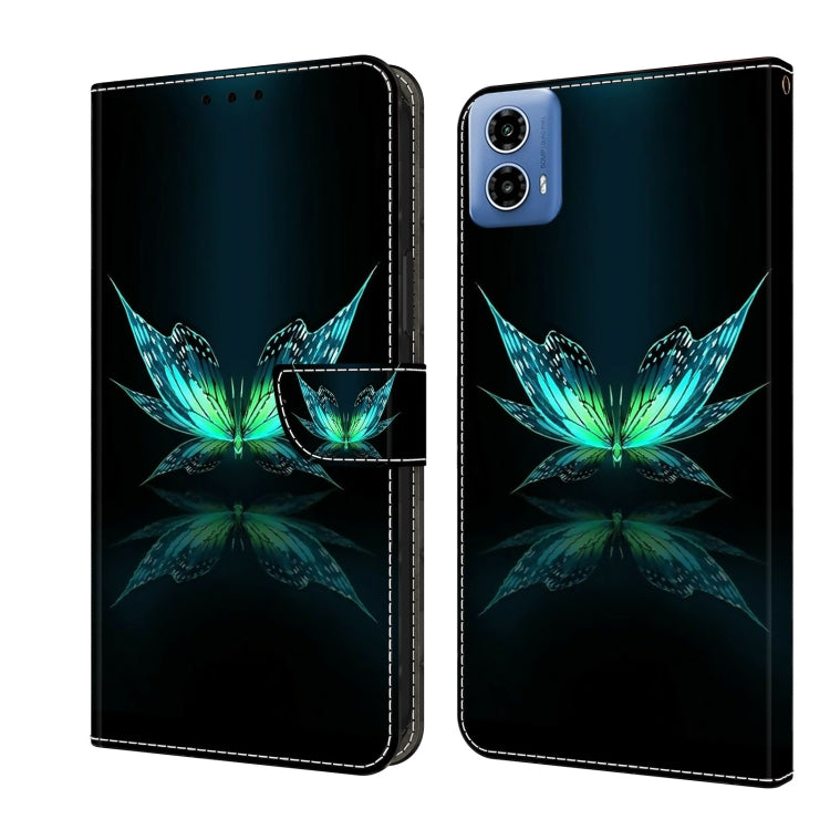 For Motorola Moto G24 Crystal 3D Shockproof Protective Leather Phone Case(Reflection Dutterfly) - Motorola Cases by PMC TechLife | Online Shopping South Africa | PMC TechLife | Buy Now Pay Later Mobicred