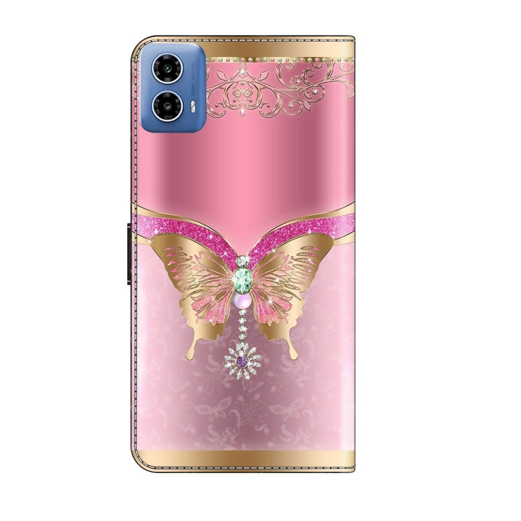 For Motorola Moto G24 Crystal 3D Shockproof Protective Leather Phone Case(Pink Bottom Butterfly) - free shipping - PMC TechLife - Order now!