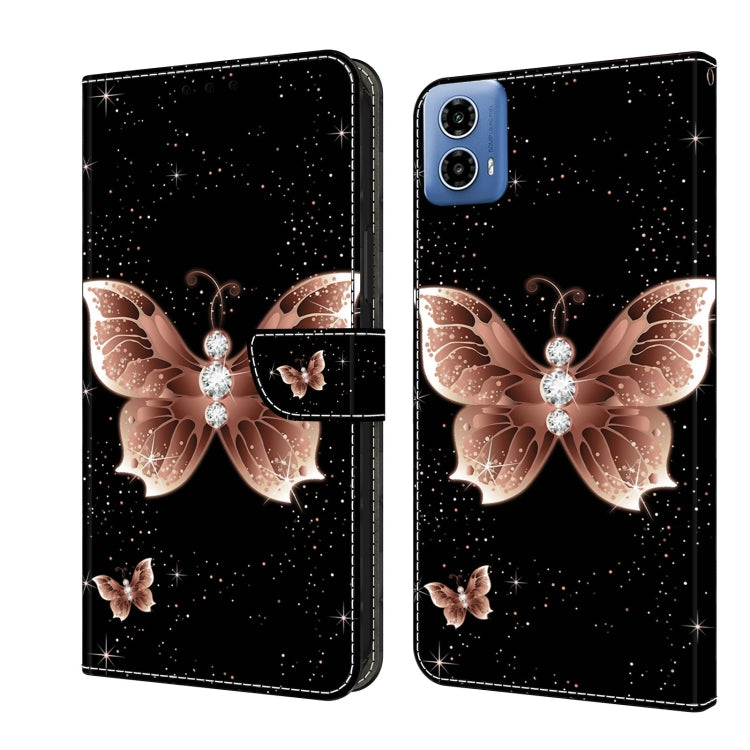 For Motorola Moto G24 Crystal 3D Shockproof Protective Leather Phone Case(Pink Diamond Butterfly) - Motorola Cases by PMC TechLife | Online Shopping South Africa | PMC TechLife | Buy Now Pay Later Mobicred