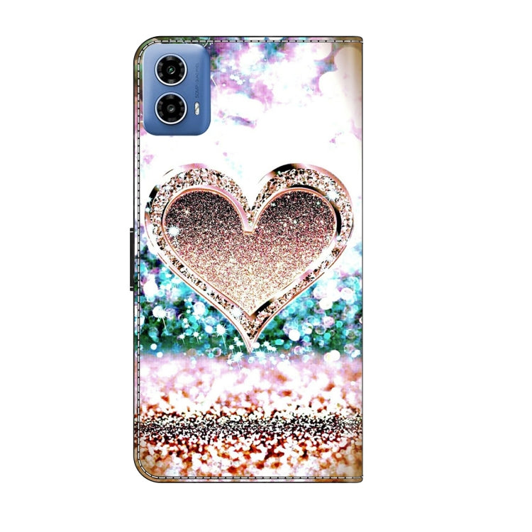For Motorola Moto G24 Crystal 3D Shockproof Protective Leather Phone Case(Pink Diamond Heart) - Motorola Cases by PMC TechLife | Online Shopping South Africa | PMC TechLife | Buy Now Pay Later Mobicred