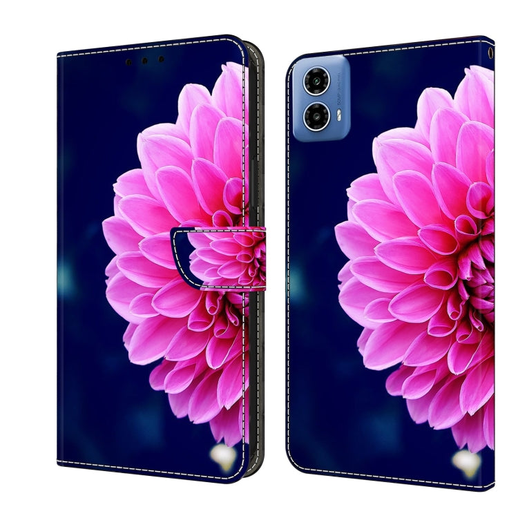 For Motorola Moto G24 Power Crystal 3D Shockproof Protective Leather Phone Case(Pink Petals) - Motorola Cases by PMC TechLife | Online Shopping South Africa | PMC TechLife | Buy Now Pay Later Mobicred