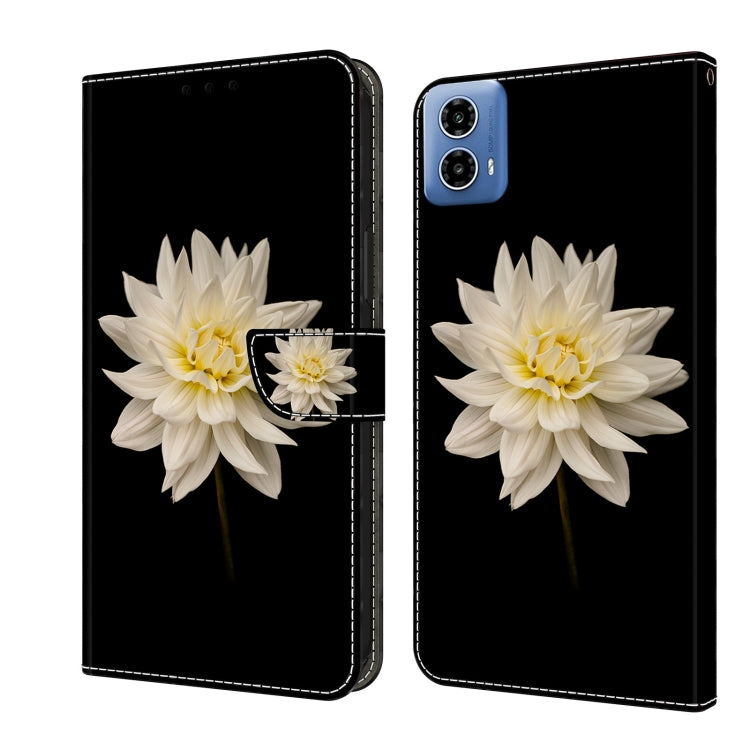 For Motorola Moto G24 Power Crystal 3D Shockproof Protective Leather Phone Case(White Flower) - Motorola Cases by PMC TechLife | Online Shopping South Africa | PMC TechLife | Buy Now Pay Later Mobicred