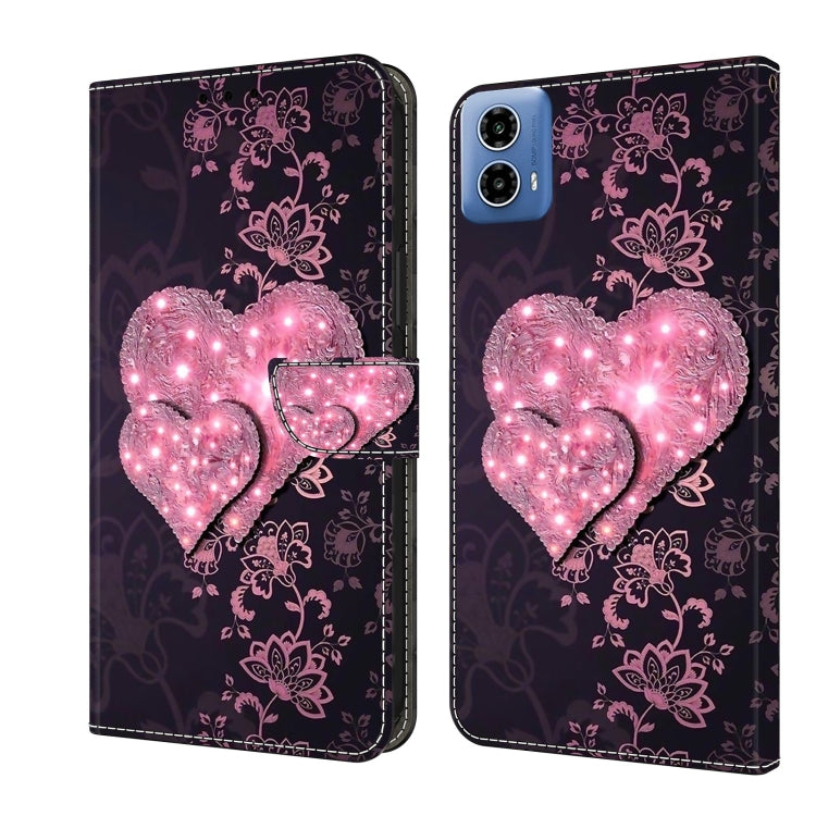 For Motorola Moto G24 Power Crystal 3D Shockproof Protective Leather Phone Case(Lace Love) - Motorola Cases by PMC TechLife | Online Shopping South Africa | PMC TechLife | Buy Now Pay Later Mobicred