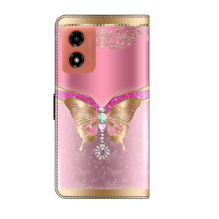 For Motorola Moto G04 Crystal 3D Shockproof Protective Leather Phone Case(Pink Bottom Butterfly) - Motorola Cases by PMC TechLife | Online Shopping South Africa | PMC TechLife | Buy Now Pay Later Mobicred