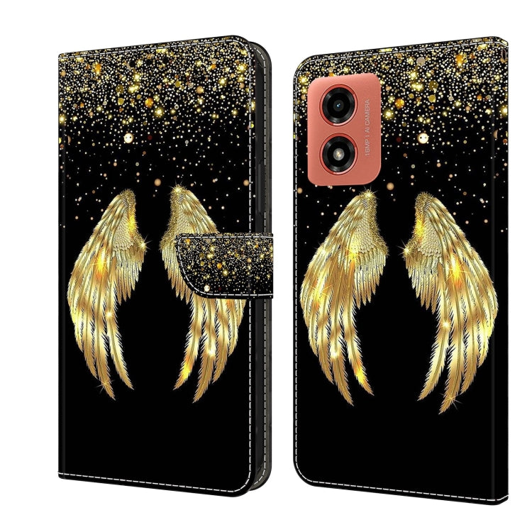 For Motorola Moto G04 Crystal 3D Shockproof Protective Leather Phone Case(Golden Wings) - Motorola Cases by PMC TechLife | Online Shopping South Africa | PMC TechLife | Buy Now Pay Later Mobicred