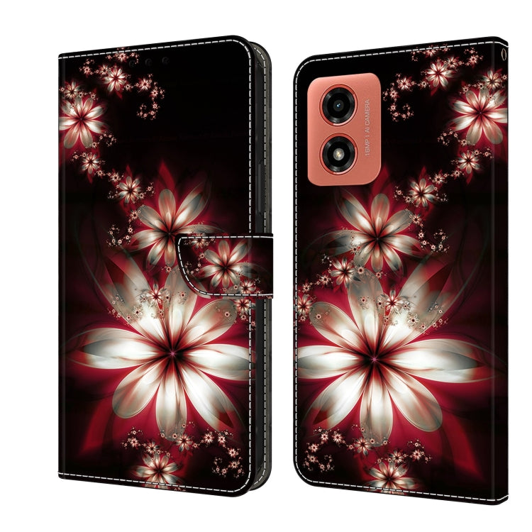 For Motorola Moto G04 Crystal 3D Shockproof Protective Leather Phone Case(Fantastic Flower) - Motorola Cases by PMC TechLife | Online Shopping South Africa | PMC TechLife | Buy Now Pay Later Mobicred