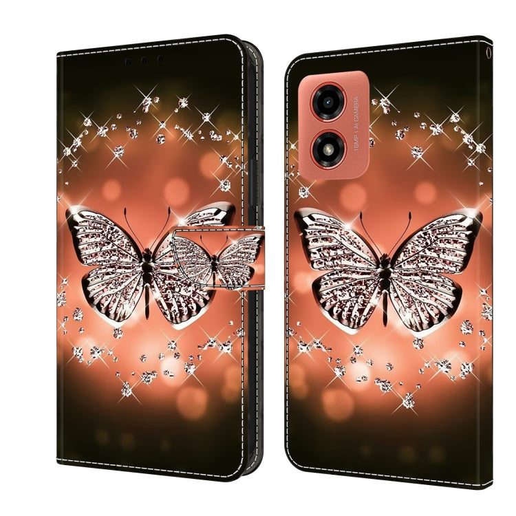 For Motorola Moto G04 Crystal 3D Shockproof Protective Leather Phone Case(Crystal Butterfly) - Motorola Cases by PMC TechLife | Online Shopping South Africa | PMC TechLife | Buy Now Pay Later Mobicred