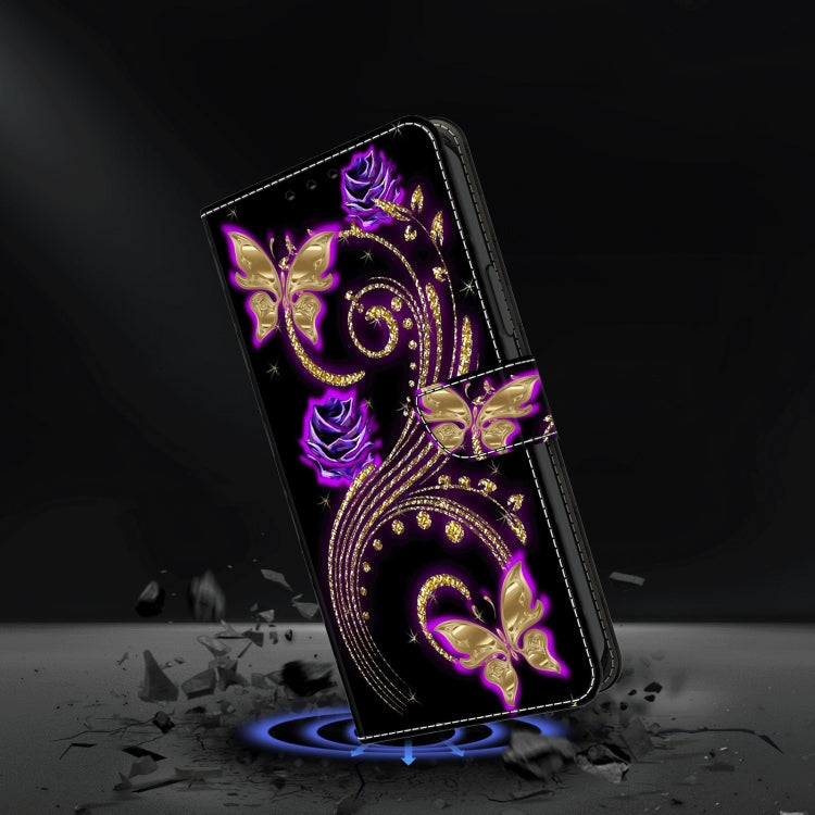 For Motorola Moto G04 Crystal 3D Shockproof Protective Leather Phone Case(Purple Flower Butterfly) - Motorola Cases by PMC TechLife | Online Shopping South Africa | PMC TechLife | Buy Now Pay Later Mobicred