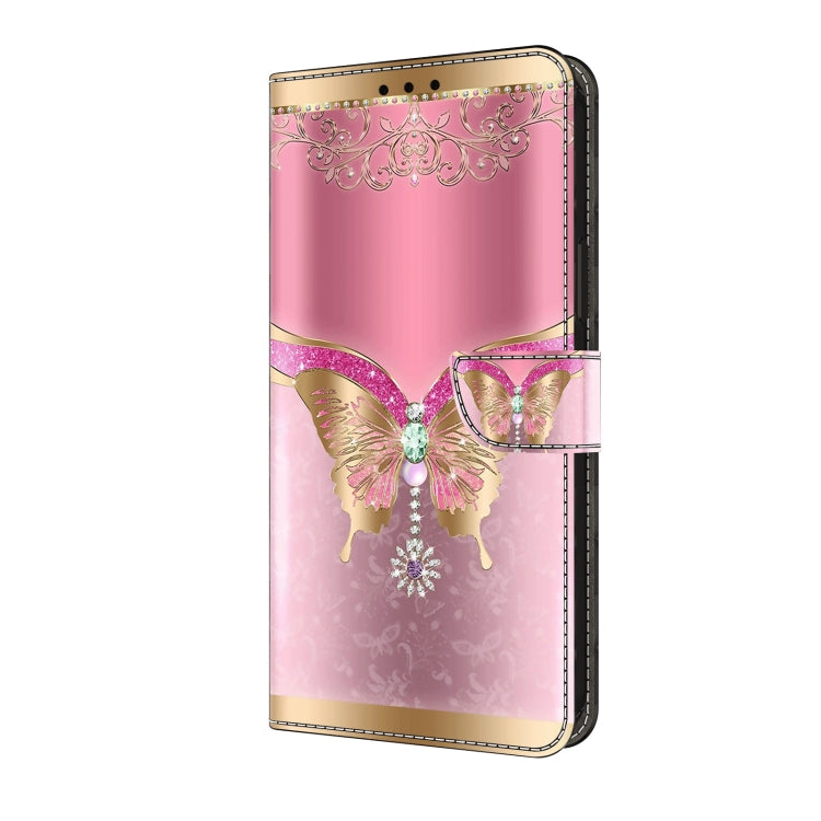 For Motorola Moto G34 Crystal 3D Shockproof Protective Leather Phone Case(Pink Bottom Butterfly) - Motorola Cases by PMC TechLife | Online Shopping South Africa | PMC TechLife | Buy Now Pay Later Mobicred