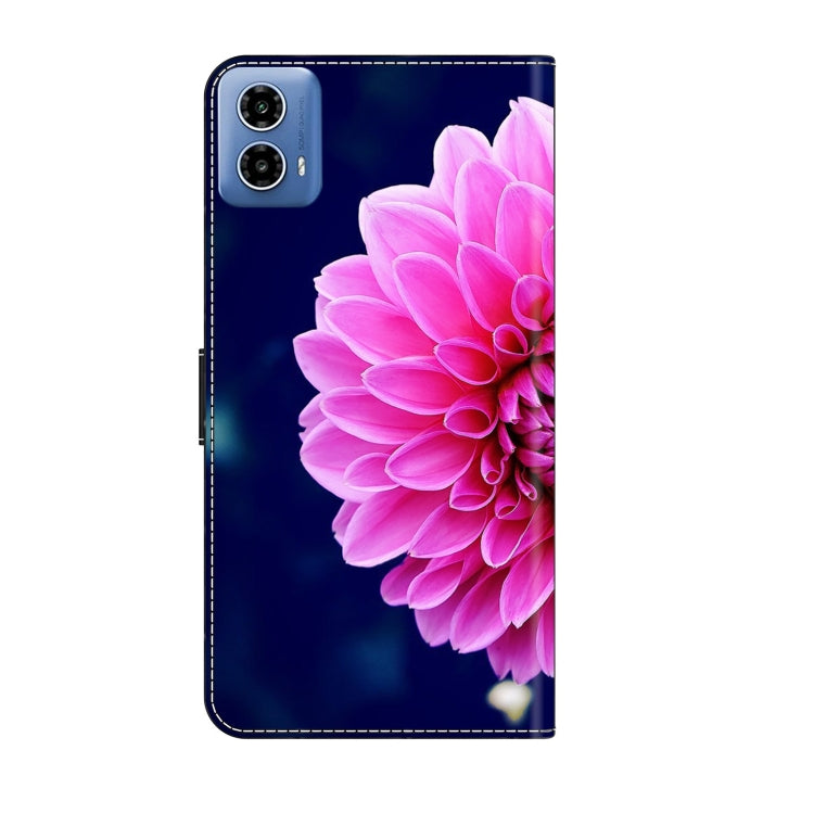 For Motorola Moto G34 Crystal 3D Shockproof Protective Leather Phone Case(Pink Petals) - Motorola Cases by PMC TechLife | Online Shopping South Africa | PMC TechLife | Buy Now Pay Later Mobicred
