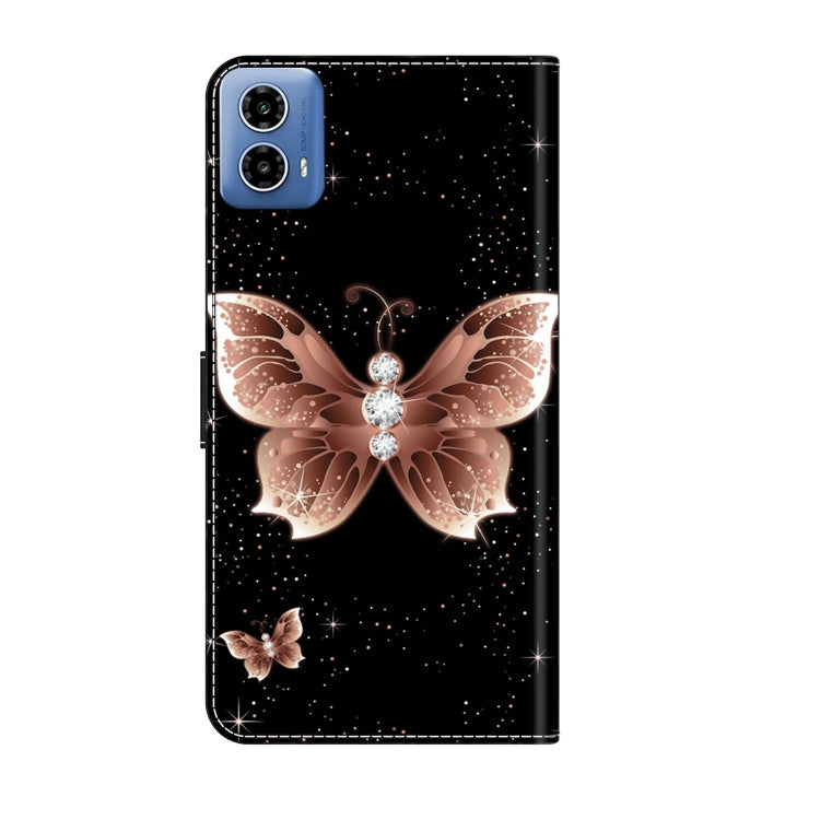 For Motorola Moto G34 Crystal 3D Shockproof Protective Leather Phone Case(Pink Diamond Butterfly) - Motorola Cases by PMC TechLife | Online Shopping South Africa | PMC TechLife | Buy Now Pay Later Mobicred