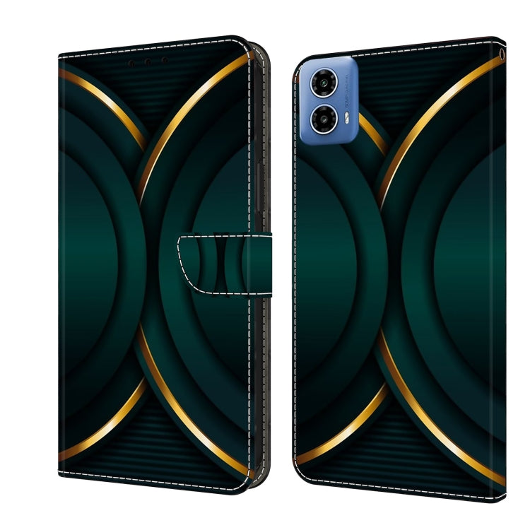 For Motorola Moto G34 Crystal 3D Shockproof Protective Leather Phone Case(Gold Outline) - Motorola Cases by PMC TechLife | Online Shopping South Africa | PMC TechLife | Buy Now Pay Later Mobicred