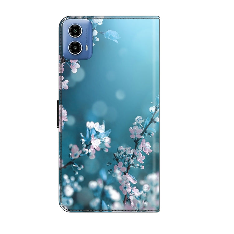 For Motorola Moto G34 Crystal 3D Shockproof Protective Leather Phone Case(Plum Flower) - Motorola Cases by PMC TechLife | Online Shopping South Africa | PMC TechLife | Buy Now Pay Later Mobicred