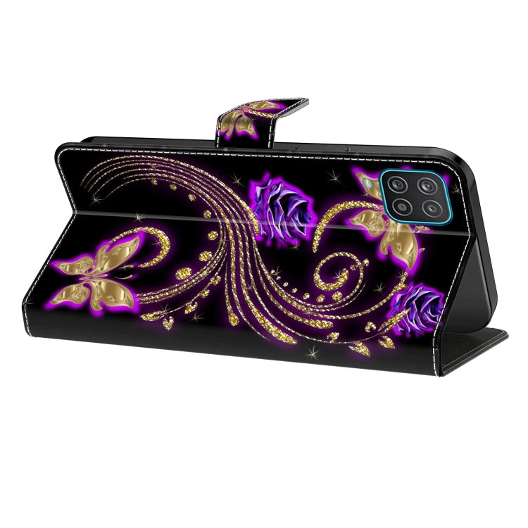 For Motorola Moto G34 Crystal 3D Shockproof Protective Leather Phone Case(Purple Flower Butterfly) - Motorola Cases by PMC TechLife | Online Shopping South Africa | PMC TechLife | Buy Now Pay Later Mobicred