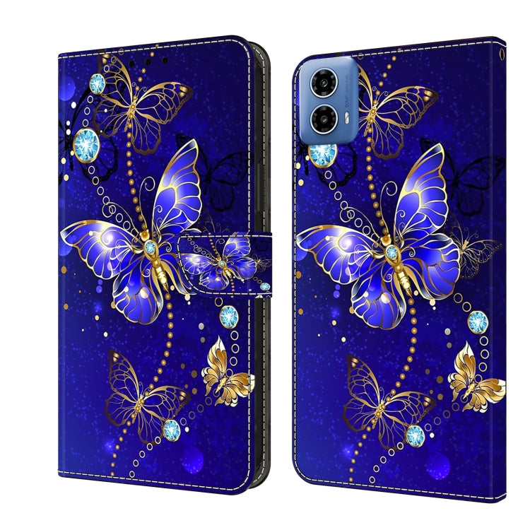For Motorola Moto G34 Crystal 3D Shockproof Protective Leather Phone Case(Diamond Butterfly) - Motorola Cases by PMC TechLife | Online Shopping South Africa | PMC TechLife | Buy Now Pay Later Mobicred