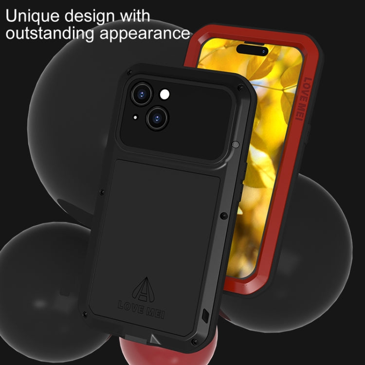 For iPhone 15 LOVE MEI Metal Shockproof Life Waterproof Dustproof Phone Case(Red) - iPhone 15 Cases by LOVE MEI | Online Shopping South Africa | PMC TechLife | Buy Now Pay Later Mobicred