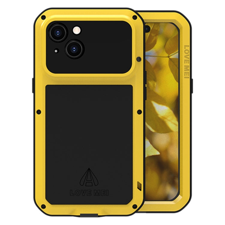 For iPhone 15 LOVE MEI Metal Shockproof Life Waterproof Dustproof Phone Case(Yellow) - iPhone 15 Cases by LOVE MEI | Online Shopping South Africa | PMC TechLife | Buy Now Pay Later Mobicred