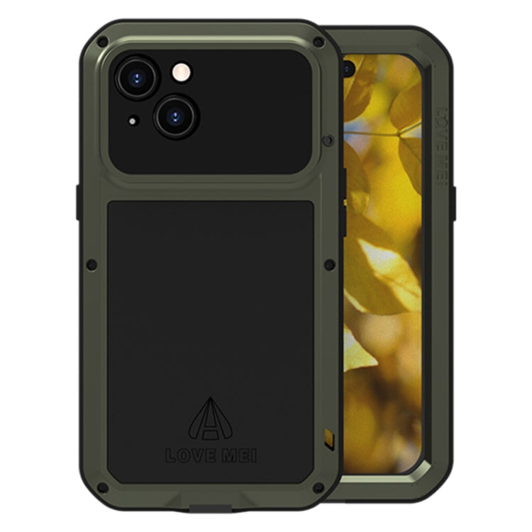 For iPhone 15 LOVE MEI Metal Shockproof Life Water-resistant Dustproof Phone Case(Army Green) - free shipping - PMC TechLife - Order now!