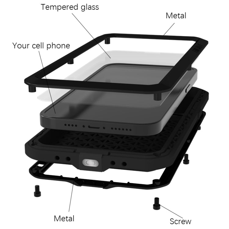 For iPhone 15 Plus LOVE MEI Metal Shockproof Life Waterproof Dustproof Phone Case(Silver) - free shipping - PMC TechLife - Order now!