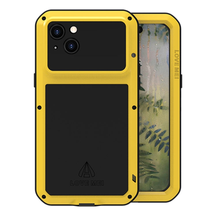 For iPhone 15 Plus LOVE MEI Metal Shockproof Life Waterproof Dustproof Phone Case(Yellow) - iPhone 15 Plus Cases by LOVE MEI | Online Shopping South Africa | PMC TechLife