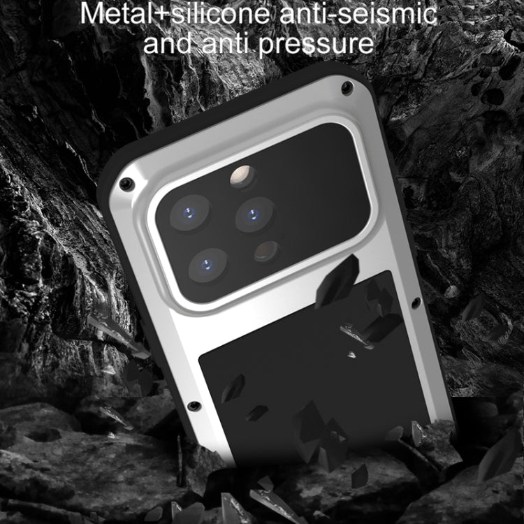 For iPhone 15 Pro LOVE MEI Metal Shockproof Life Waterproof Dustproof Phone Case(Silver) - iPhone 15 Pro Cases by LOVE MEI | Online Shopping South Africa | PMC TechLife | Buy Now Pay Later Mobicred