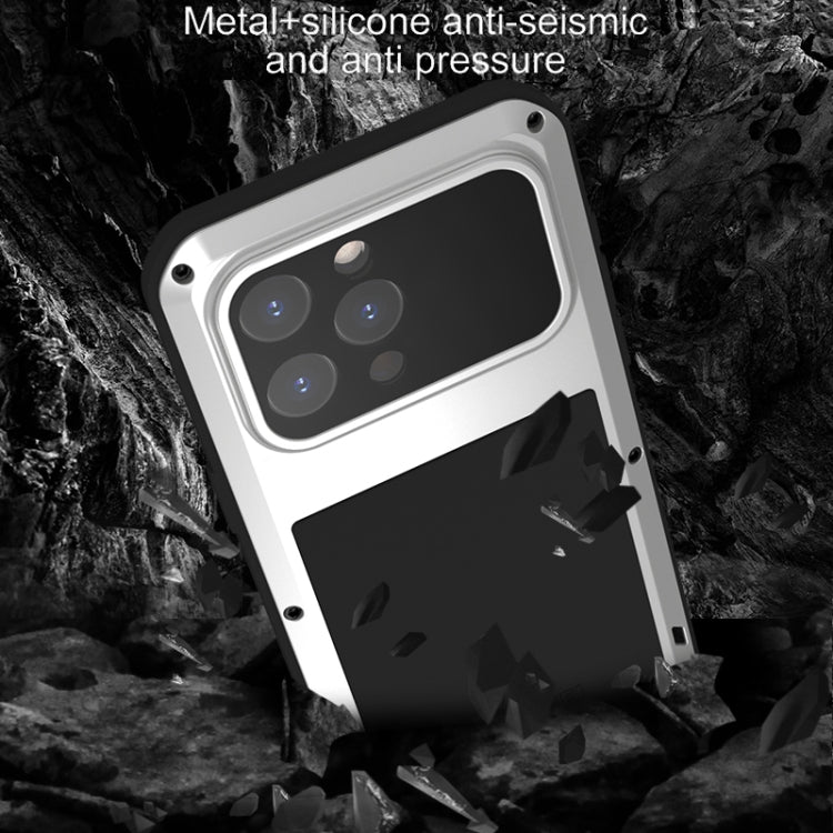 For iPhone 15 Pro Max LOVE MEI Metal Shockproof Life Waterproof Dustproof Phone Case(Silver) - iPhone 15 Pro Max Cases by LOVE MEI | Online Shopping South Africa | PMC TechLife | Buy Now Pay Later Mobicred