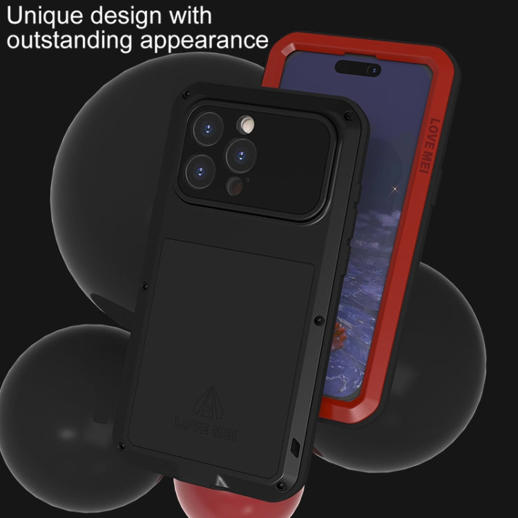 For iPhone 15 Pro Max LOVE MEI Metal Shockproof Life Waterproof Dustproof Phone Case(Red) - free shipping - PMC TechLife - Order now!